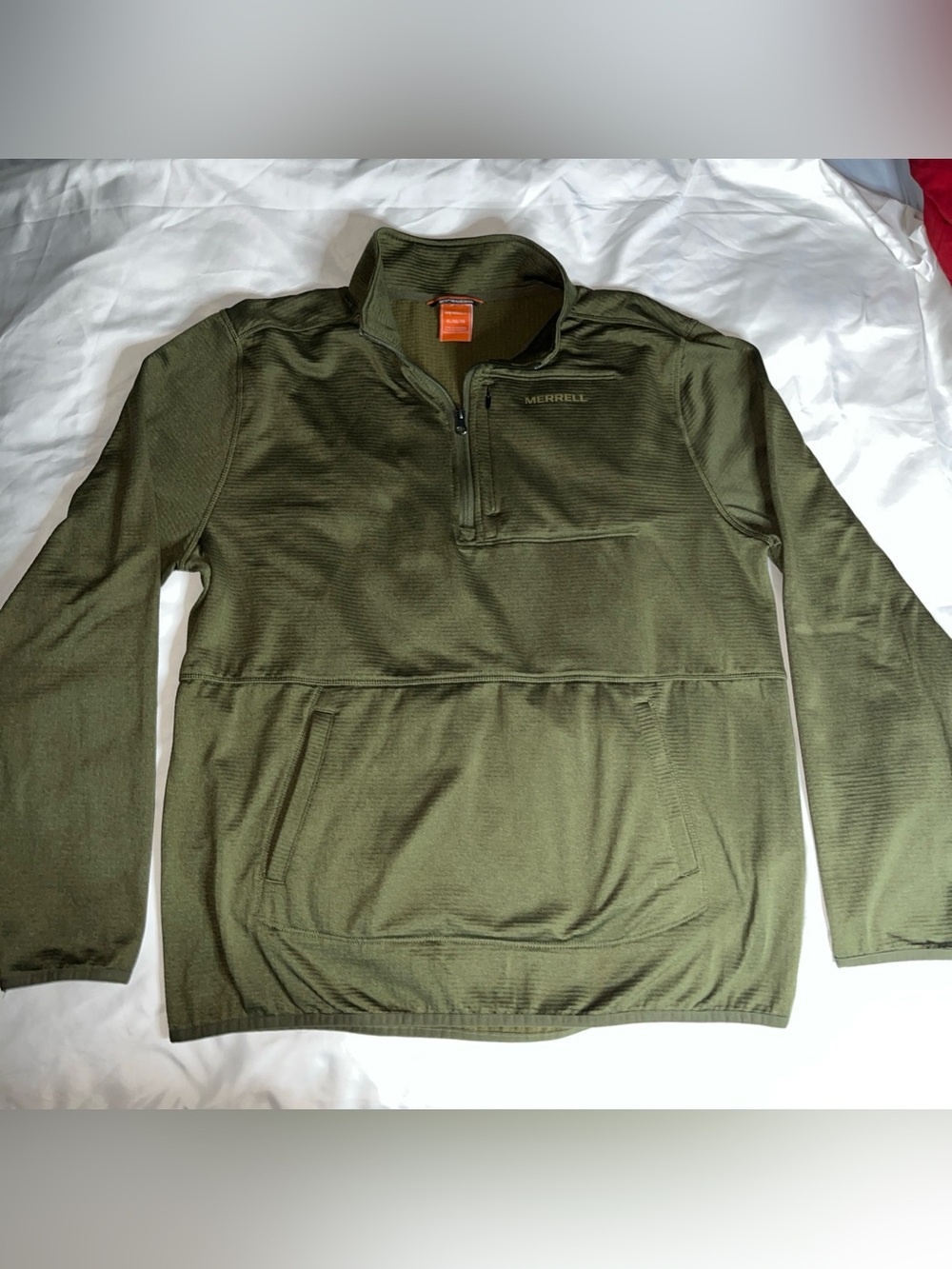 Merrell Pullover Mens XL Green Fleece 1/4 Zip Mock Neck Hiking Outdoor Top